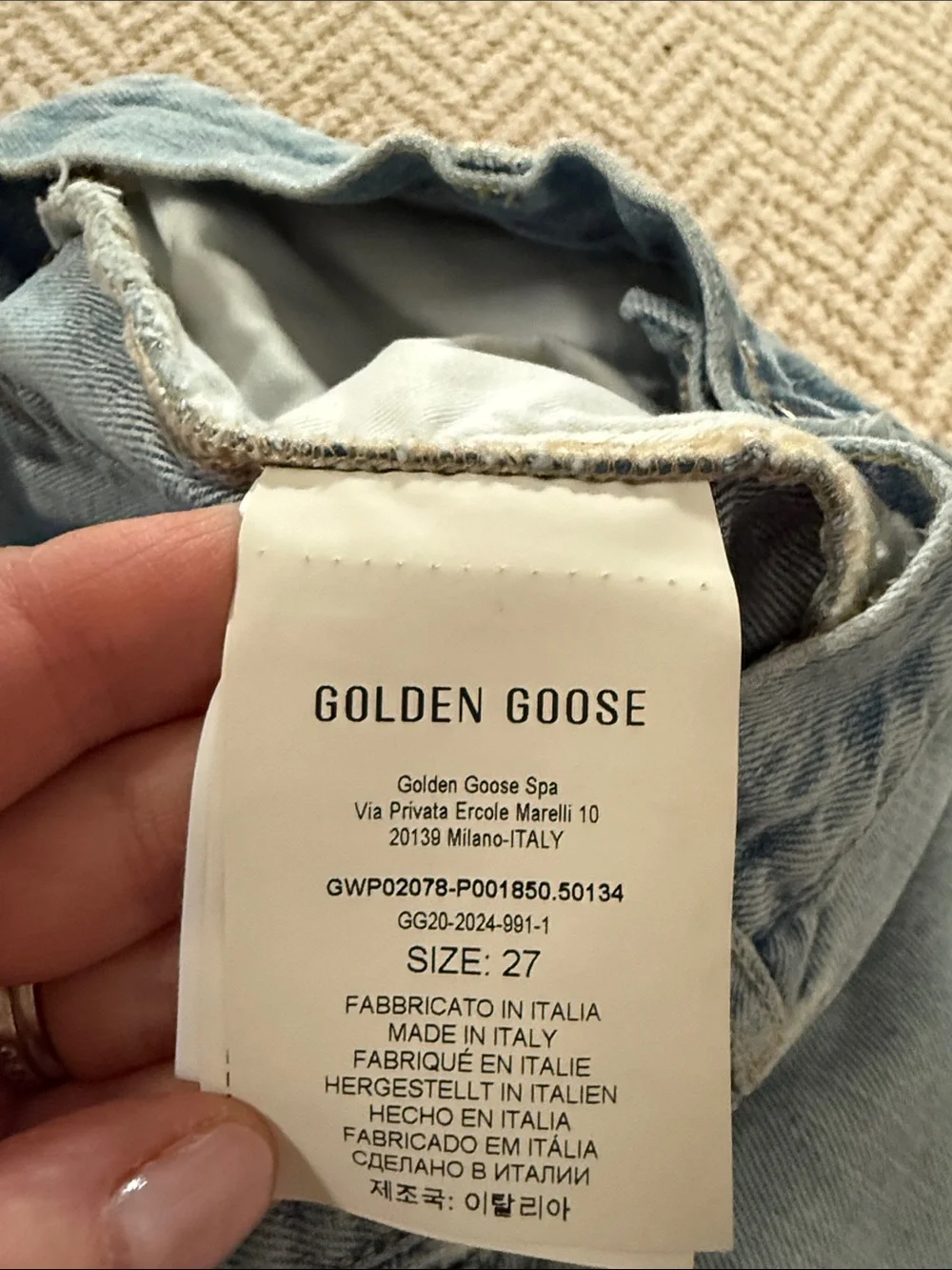 Golden Goose Light Blue Distressed Denim Shorts